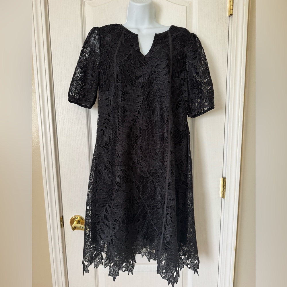 NWT Chico’s 00 (size 2) Black Lace Leaf Dress - Picture 2 of 8